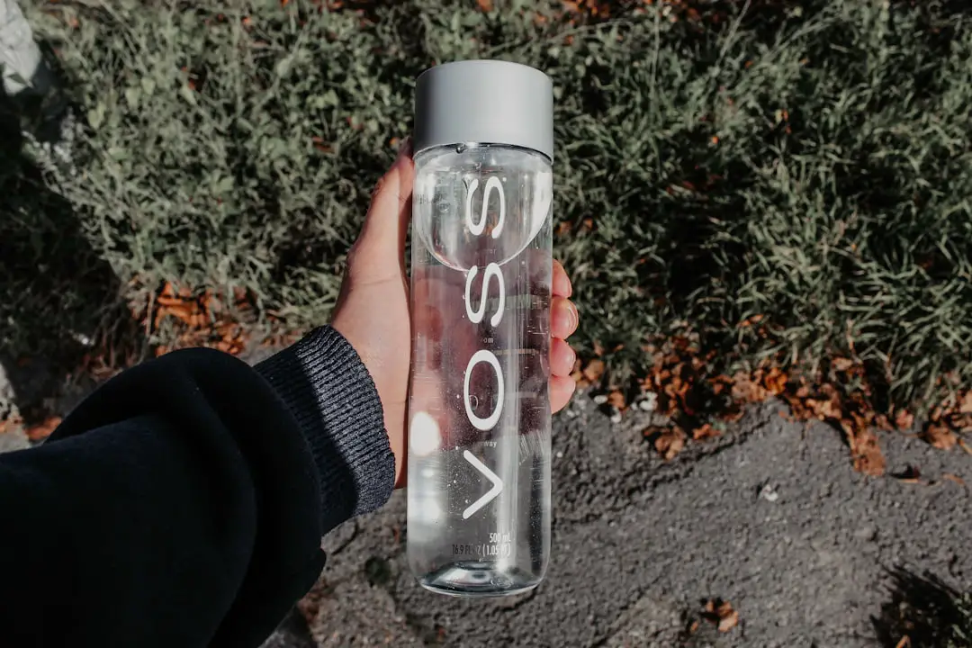 clear plastic bottle with white cap